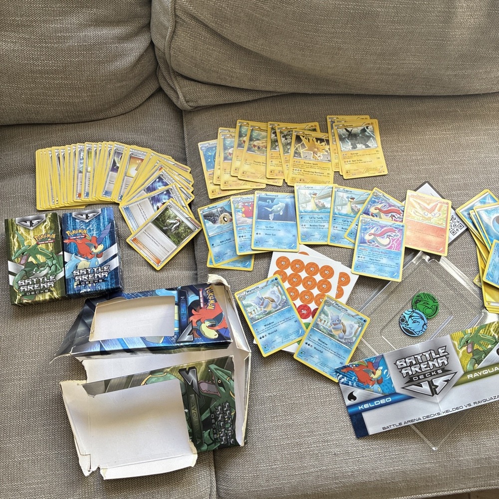 Pokemon Rayquaza EX vs Keldeo EX Battle Arena OPENED Deck Card Bundle - READ!
